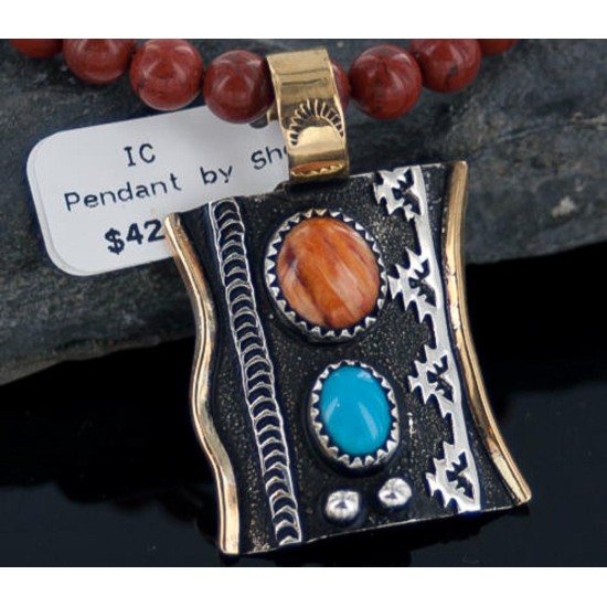 Certified Authentic 12kt Gold Filled and.925 Sterling Silver Handmade Mountain Turquoise Native American Necklace 370890591115