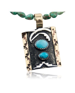 Certified Authentic 12kt Gold Filled and .925 Sterling Silver Handmade Mountain Turquoise Native American Necklace 370915696270