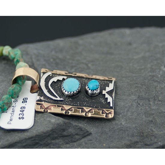Certified Authentic 12kt Gold Filled and .925 Sterling Silver Handmade Mountain Turquoise Native American Necklace 370915696270
