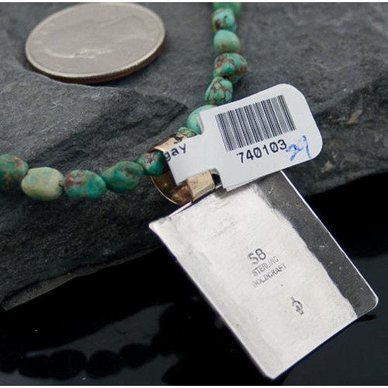 Certified Authentic 12kt Gold Filled and .925 Sterling Silver Handmade Mountain Turquoise Native American Necklace 370915696270