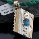 12kt Gold Filled and .925 Sterling Silver Handmade Mountain Turquoise Native American Necklace 370918428651