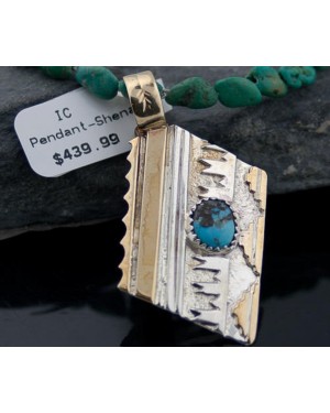Certified Authentic 12kt Gold Filled and .925 Sterling Silver Handmade Mountain Turquoise Native American Necklace 370918428651