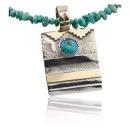 12kt Gold Filled and .925 Sterling Silver Handmade Mountain Turquoise Native American Necklace 370919135884