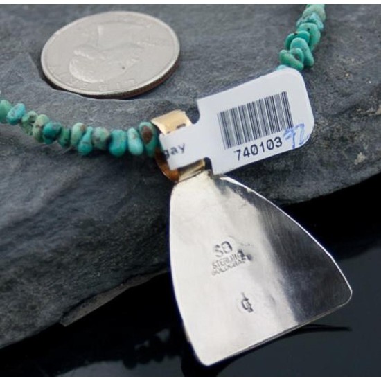 Certified Authentic 12kt Gold Filled and .925 Sterling Silver Handmade Mountain Turquoise Native American Necklace 370919709357