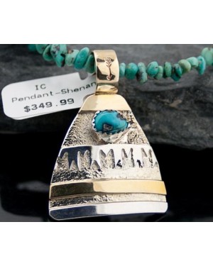 Certified Authentic 12kt Gold Filled and .925 Sterling Silver Handmade Mountain Turquoise Native American Necklace 370919709357
