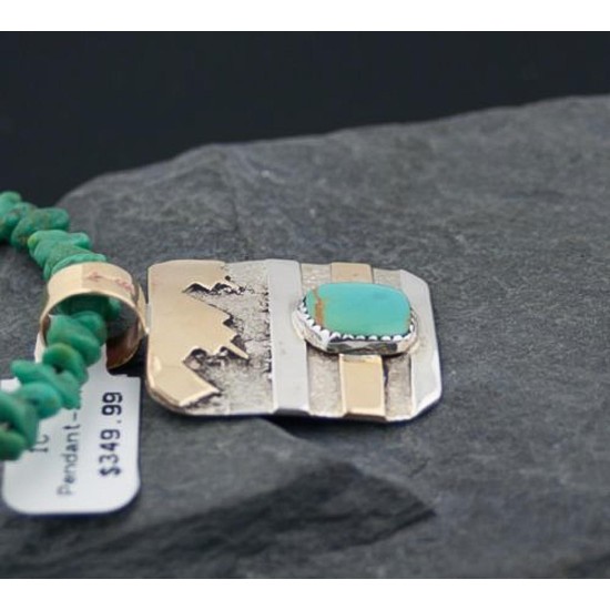 Certified Authentic 12kt Gold Filled and .925 Sterling Silver Handmade Mountain Turquoise Native American Necklace 370920436163