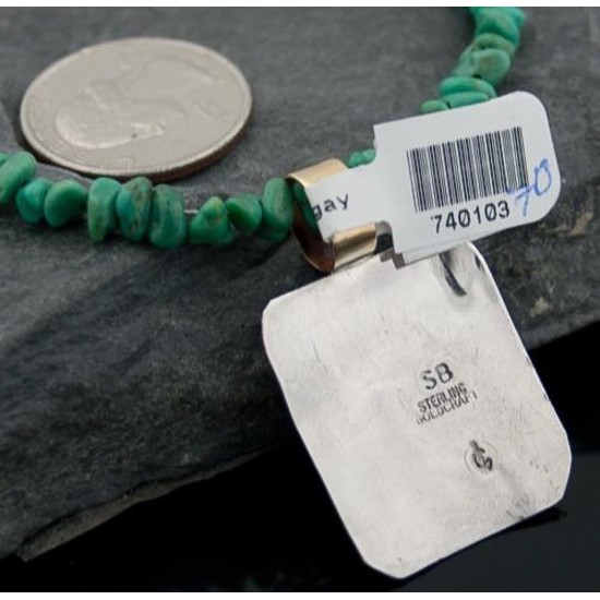 Certified Authentic 12kt Gold Filled and .925 Sterling Silver Handmade Mountain Turquoise Native American Necklace 370920436163