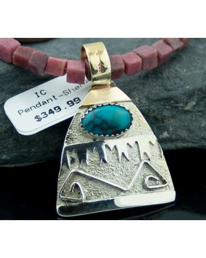 Certified Authentic 12kt Gold Filled and .925 Sterling Silver Handmade Mountain Turquoise Native American Necklace 370924165770