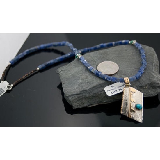 Certified Authentic 12kt Gold Filled and .925 Sterling Silver Handmade Mountain Turquoise Native American Necklace 390650227447