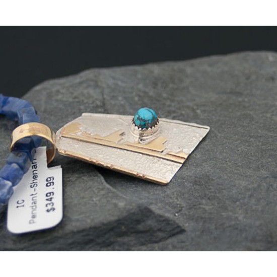 Certified Authentic 12kt Gold Filled and .925 Sterling Silver Handmade Mountain Turquoise Native American Necklace 390650227447