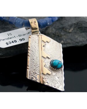 Certified Authentic 12kt Gold Filled and .925 Sterling Silver Handmade Mountain Turquoise Native American Necklace 390650227447