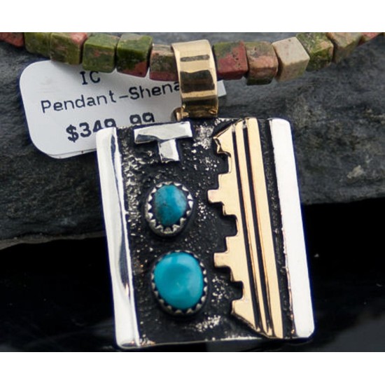 Certified Authentic 12kt Gold Filled and .925 Sterling Silver Handmade Mountain Turquoise Native American Necklace 390676001919