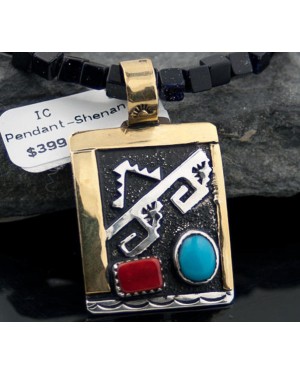 Certified Authentic 12kt Gold Filled and .925 Sterling Silver Handmade Mountain Turquoise Native American Necklace 390677245826