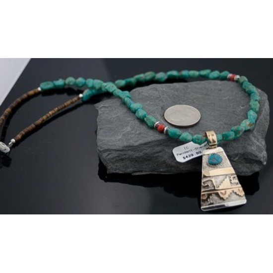 Certified Authentic 12kt Gold Filled and .925 Sterling Silver Handmade Mountain Turquoise Native American Necklace 390679498119