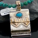 Certified Authentic 12kt Gold Filled and .925 Sterling Silver Handmade Mountain Turquoise Native American Necklace 390681033196