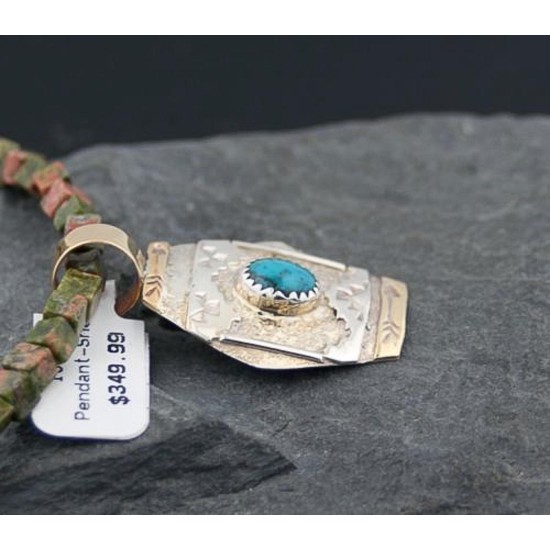 Certified Authentic 12kt Gold Filled and .925 Sterling Silver Handmade Mountain Turquoise Native American Necklace 390682310843