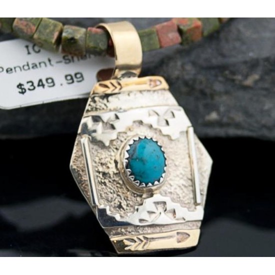 Certified Authentic 12kt Gold Filled and .925 Sterling Silver Handmade Mountain Turquoise Native American Necklace 390682310843