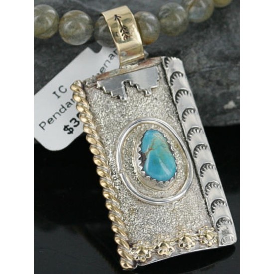 Certified Authentic 12kt Gold Filled and .925 Sterling Silver Handmade Mountain Turquoise Native American Necklace 390725916909 Certified Authentic 12kt Gold Filled and .925 Sterling Silver Handmade Mountain Turquoise Native American Necklace 390725916909