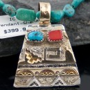 Certified Authentic 12kt Gold Filled and .925 Sterling Silver Handmade Sun Turquoise Native American Necklace 390679811494