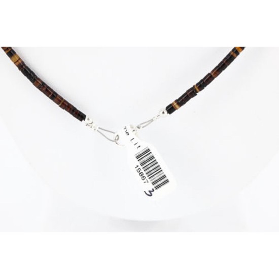 Certified Authentic 2 Strand Navajo .925 Sterling Silver and Turquoise Native American Necklace 15867-3