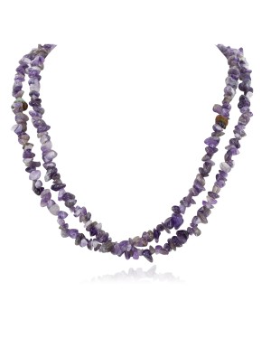Certified Authentic 2 Strand Navajo .925 Sterling Silver Natural Amethyst Traditional Native American Necklace 750106-16