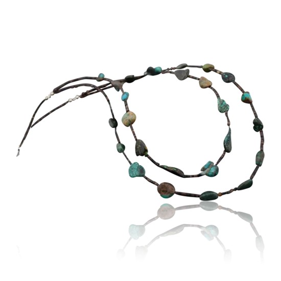 Certified Authentic 2 Strand Navajo .925 Sterling Silver Natural Turquoise Native American Necklace 15649-10 Certified Authentic 2 Strand Navajo .925 Sterling Silver Natural Turquoise Native American Necklace 15649-10