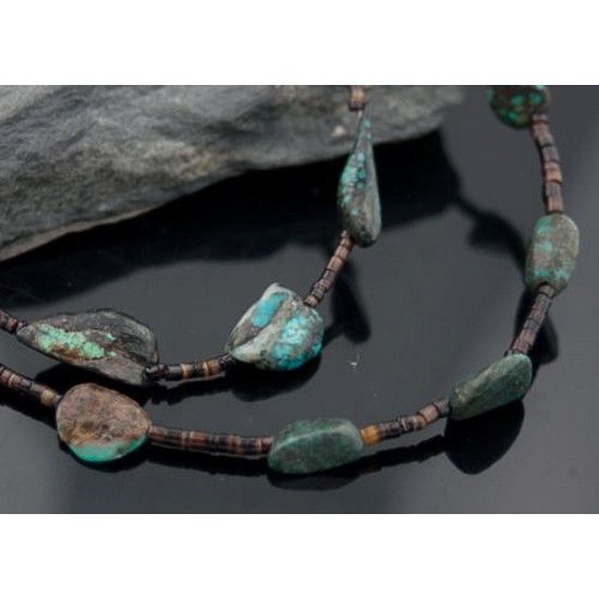 Certified Authentic 2 Strand Navajo .925 Sterling Silver Natural Turquoise Native American Necklace 15649-10 Certified Authentic 2 Strand Navajo .925 Sterling Silver Natural Turquoise Native American Necklace 15649-10