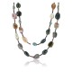 Certified Authentic 2 Strand Navajo .925 Sterling Silver Turquoise and Agate Native American Necklace 15554-3