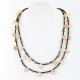 Certified Authentic 2 Strand Navajo .925 Sterling Silver Turquoise and Agate Native American Necklace 15835-11