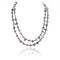 2 Strand Navajo .925 Sterling Silver Turquoise and Amethyst Native American Necklace 15554-2