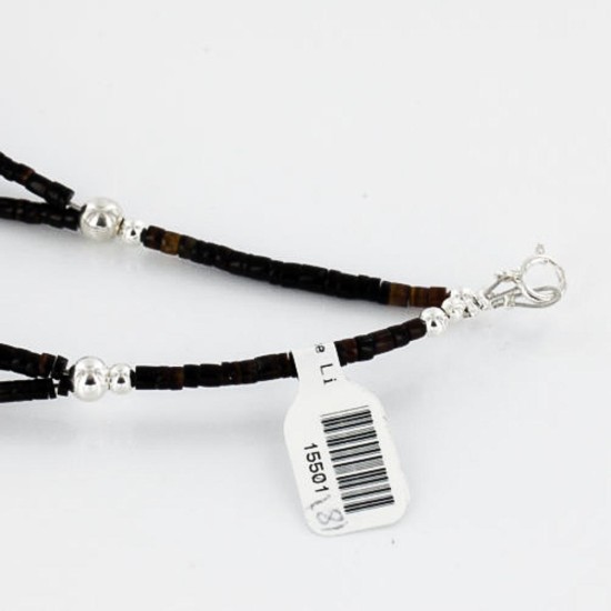 Certified Authentic 2 Strand Navajo .925 Sterling Silver Turquoise and Jade Native American Necklace 15501-181