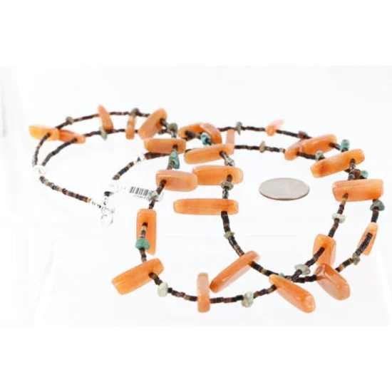 2 Strand Navajo .925 Sterling Silver Turquoise Carnelian 510 Native American Necklace 390753868276 2 Strand Navajo .925 Sterling Silver Turquoise Carnelian 510 Native American Necklace 390753868276