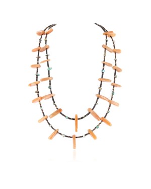 Certified Authentic 2 Strand Navajo .925 Sterling Silver Turquoise Carnelian 510 Native American Necklace 390753868276