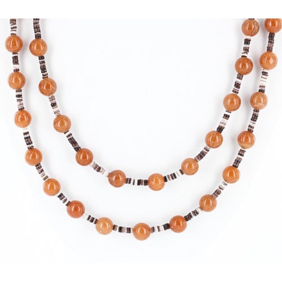 Certified Authentic 2 Strand Navajo .925 Sterling Silver Turquoise Carnelian 544 Native American Necklace 390842233020