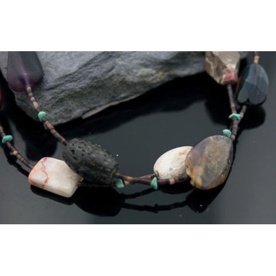 Certified Authentic 2 Strand Navajo .925 Sterling Silver Turquoise Jasper Native American Necklace 370875932983