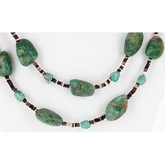 Certified Authentic 2 Strand Navajo .925 Sterling Silver Turquoise Native American Necklace 371068530011