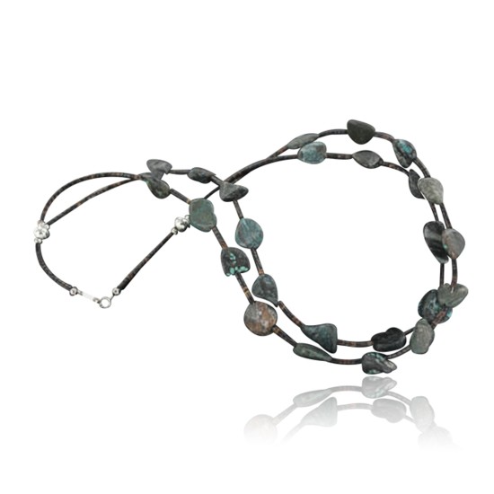 Certified Authentic 2 Strand Navajo .925 Sterling Silver Turquoise Native American Necklace 390660301224