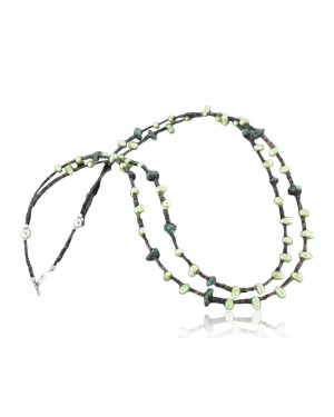 Certified Authentic 2 Strand Navajo .925 Sterling Silver Turquoise Native American Necklace 390670150563