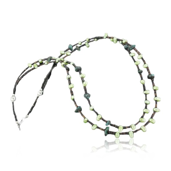 Certified Authentic 2 Strand Navajo .925 Sterling Silver Turquoise Native American Necklace 390670150563