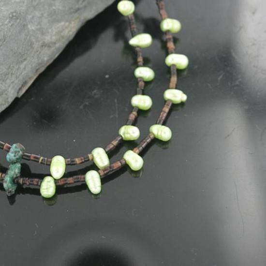 Certified Authentic 2 Strand Navajo .925 Sterling Silver Turquoise Native American Necklace 390670150563