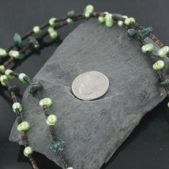 Certified Authentic 2 Strand Navajo .925 Sterling Silver Turquoise Native American Necklace 390670150563