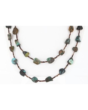 Certified Authentic 2 Strand Navajo .925 Sterling Silver Turquoise Native American Necklace 390754340347