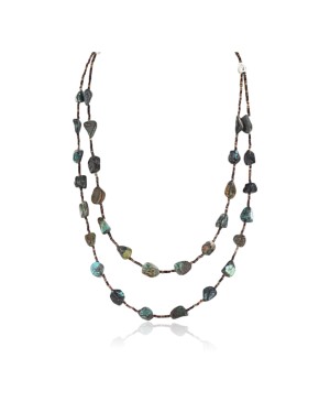 Certified Authentic 2 Strand Navajo .925 Sterling Silver Turquoise Native American Necklace 390754340347