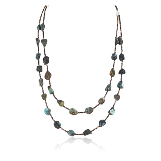 Certified Authentic 2 Strand Navajo .925 Sterling Silver Turquoise Native American Necklace 390754340347