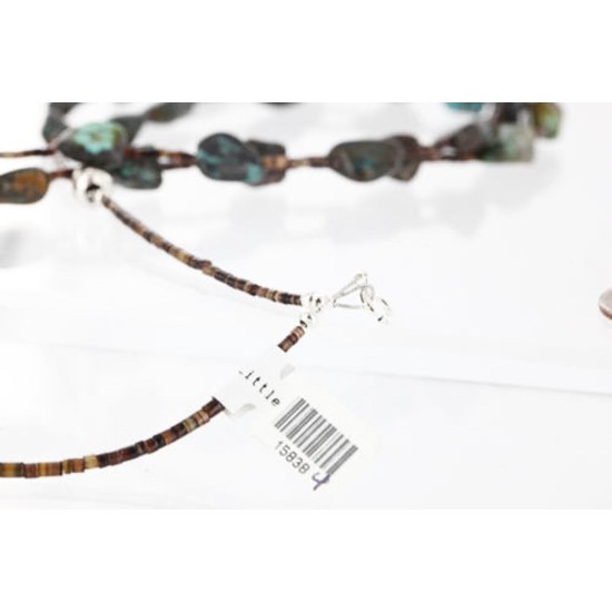 Certified Authentic 2 Strand Navajo .925 Sterling Silver Turquoise Native American Necklace 390754340347