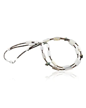 2 Strand Navajo .925 Sterling Silver Turquoiseand Agate Native American Necklace 370982559904