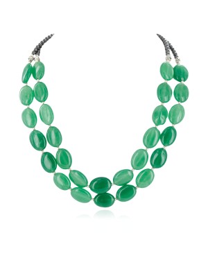 Certified Authentic 2 Strand Navajo Natural Hematite and Jade Native American Necklace 16089