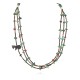 Certified Authentic 3 Strand Horse Navajo .925 Sterling Silver Natural Turquoise Jasper Jet Native American Necklace 1531