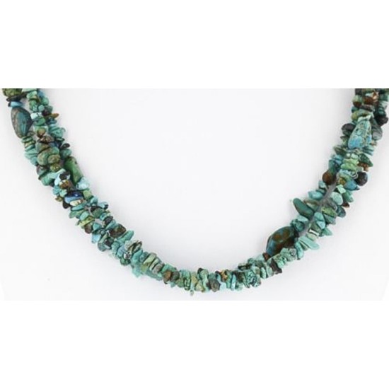 Certified Authentic 3 Strand Navajo .925 Sterling Silver 12kt Gold Filled Turquoise Native American Necklace 371054109786