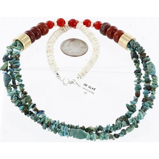 Certified Authentic 3 Strand Navajo .925 Sterling Silver 12kt Gold Filled Turquoise Native American Necklace 371054109786